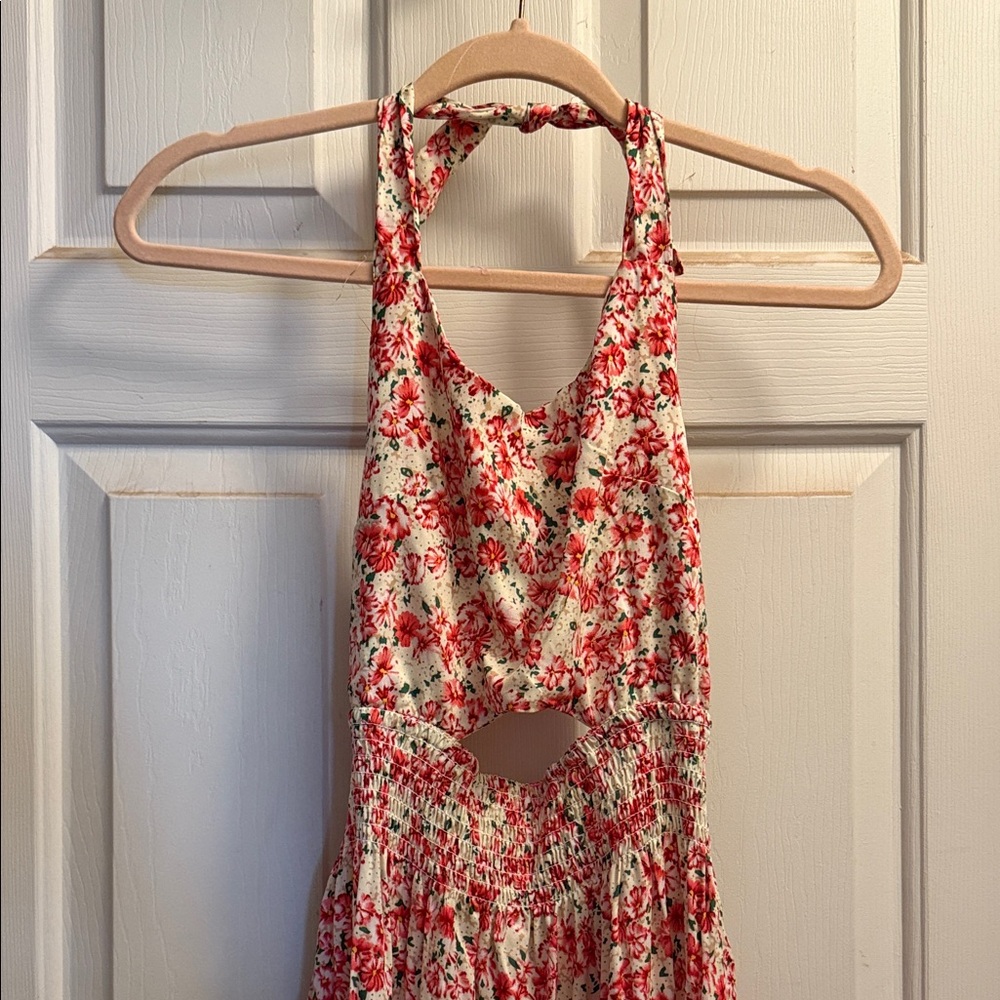 Source Unknown Floral Backless Dress - Red and White - Picture 3 of 3